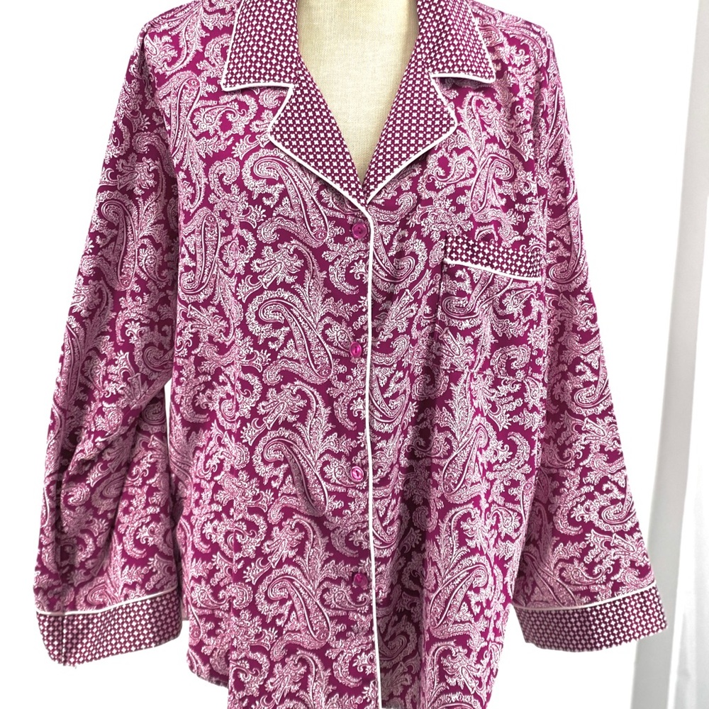 Miss Elaine Paisley Long Sleeve Pajama Top